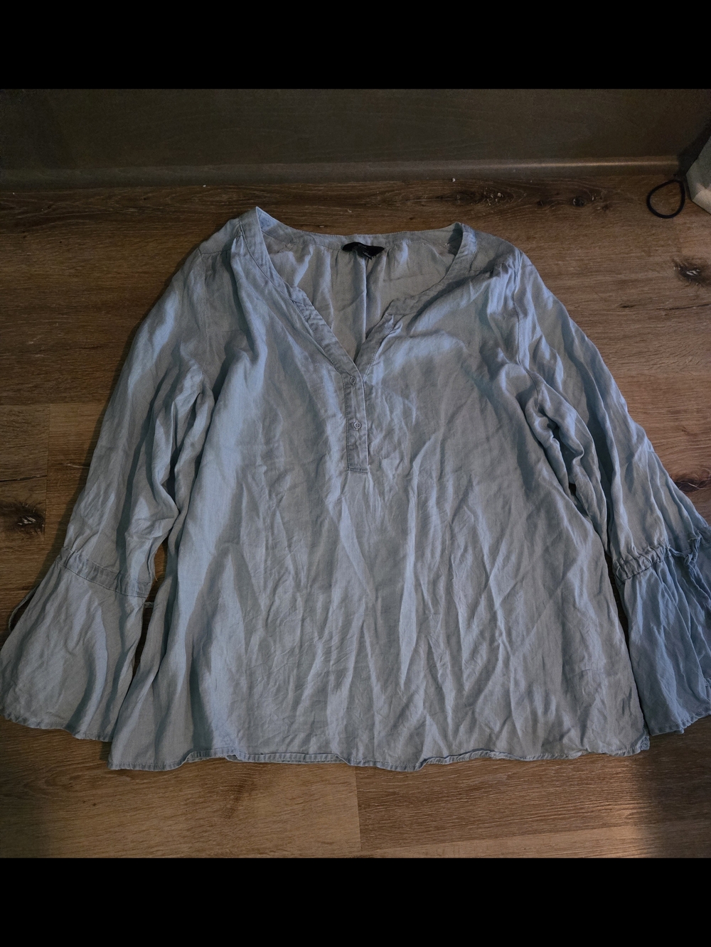 GNW Light Blue V-Neck Bell Sleeve Tunic
